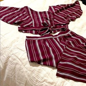 Pinstripe Crop Top and Pants Set!